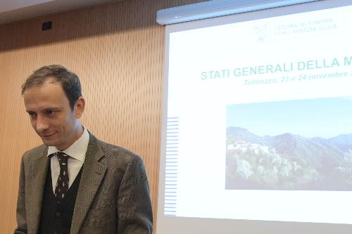 Il governatore Fedriga alla presentazione del manifesto per la montagna del Fvg